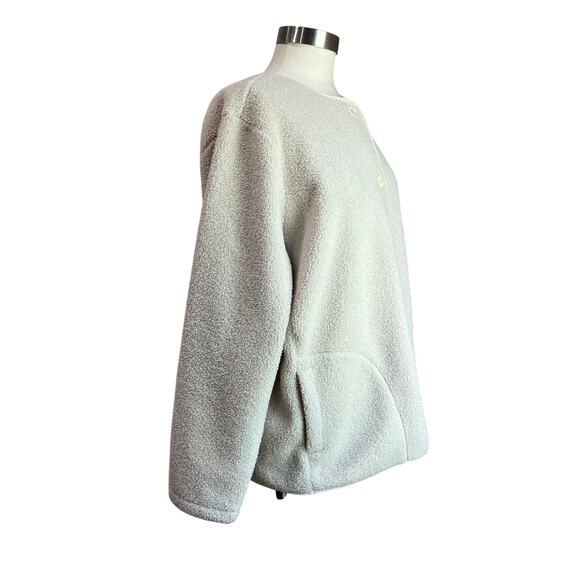 J. Jill Beige Cozy Fluffy Yarn Jacket with Fleece Lining Size Large - Picture 4 of 9